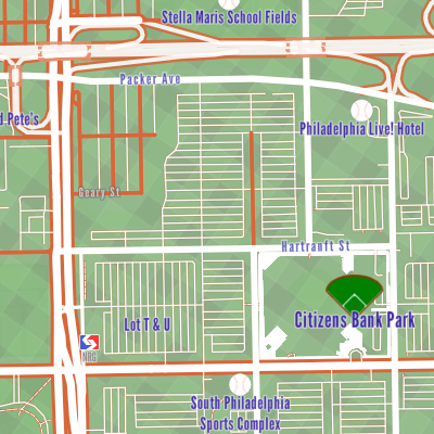 Map with a baseball aesthetic